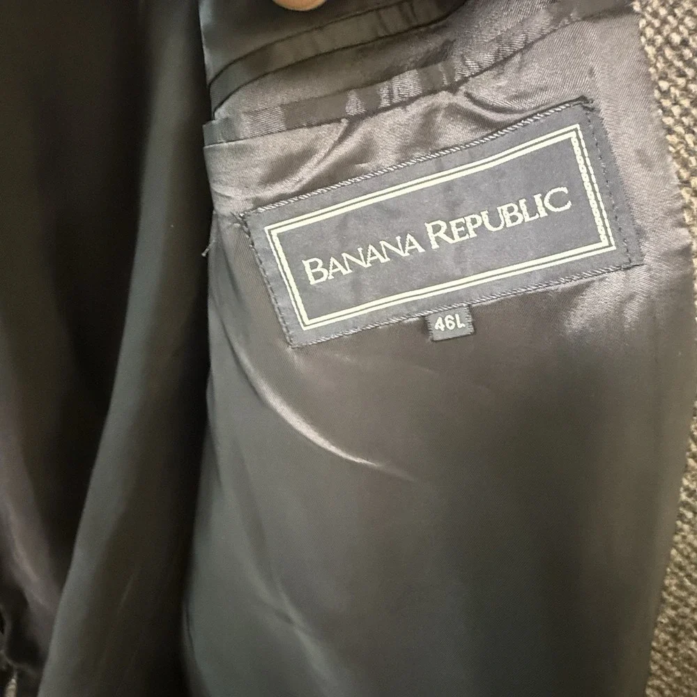 Vintage Banana Republic Blazer Mens 46L Brown Wool Blend Made Italy Sport Coat